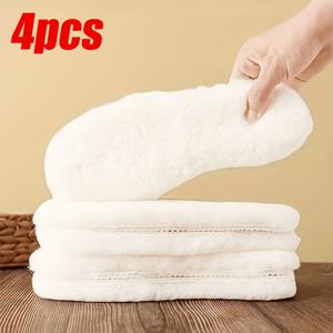 TEMU 4개입 (2쌍 팩) 두꺼운 플러시 겨울 신발 깔창 - 초보온 플로킹 밑창, 냄새 방지 및 통기성 패드, 부츠, 스니커즈, 슬리퍼용 - 부드럽고 편안한 추위 방지 깔창, 추운 날씨 신발용|지압슬리퍼