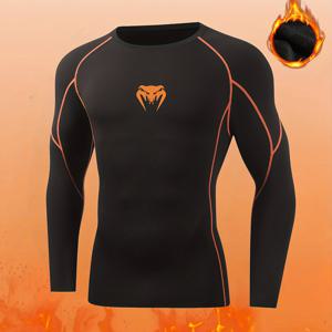 TEMU 남성용 프린트 기모 안감 따뜻하고 집게감 있는 긴팔 셔츠, 스포츠 피트니스 컴프레션 긴팔 티셔츠, 가을/겨울 야외 홈 베이스 셔츠, 고탄력 속건성 통기성 피부 친화적 원단