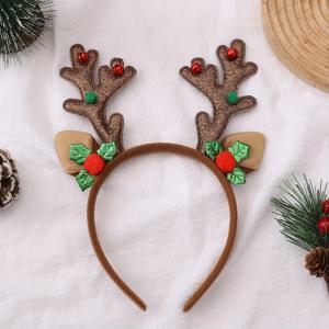 TEMU 크리스마스 헤어밴드, 순록뿔 헤어밴드, 반짝이 헤어밴드, 여성용 파티 선물 크리스마스 헤어밴드