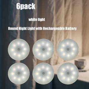 TEMU 6개입 라운드 LED 스마트 무드등, 웜/쿨 화이트 USB 충전식 계단등, 핸드헬드 벽등, 계단, 서재, 침실, 캐비닛 조명, 할로윈 조명, 휴일 선물, 생일 선물