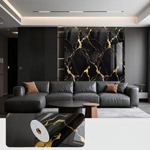 TEMU 1롤 초두께 3mm 대리석 바닥 & 벽 스티커 - 붙였다 떼는 접착식 비닐 타일, 방수 & 쉬운 청소 럭셔리 대리석 디자인 (블랙/화이트/골든, 그레이/화이트, 베이지/그레이) 욕실, 주방, 거실, 침실 리모델링용