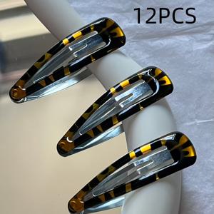 TEMU 12개 프린트 BB 클립, 한국 스타일, 옆머리 및 짧은 머리에 특화된 헤어핀, 데일리 헤어스타일 및 메이크업에 적합