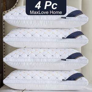 TEMU 4개 세트 호텔 및 인스 3D 별모양 바다성지 베개 (성인용), 싱글 또는 더블 침대에 적합, 중간 정도의 경도와 처짐 방지 코어로 가정용으로 디자인, 700G 무게