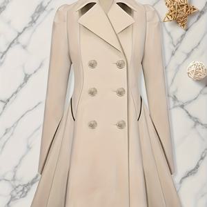 TEMU 패셔너블 활용도 높은 캐주얼 슬림핏 미디 출퇴근용 자켓 여성용 봄 가을 트렌치 코트 50005