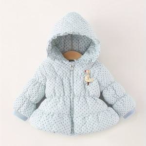 TEMU 여아용 패셔너블 아동복, 가을/겨울용 폴카 도트 긴팔 코트, 0-4세 신생아용 후드 귀여운 재킷