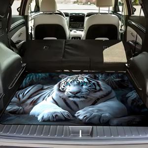 TEMU 1개, 화이트 타이거 패턴 디자인 방지 슬립 트렁크 매트 - 내구성 있는 소재, 트렁크를 깔끔하게 유지, 인테리어에 개성 추가, 트렁크 보호 매트, 수납 및 장식에 완벽