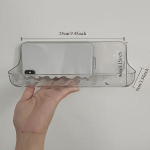 TEMU 대형 투명 벽걸이 욕실 선반 - 드릴 없이 설치 가능, 내구성 강한 플라스틱 선반 유닛, 샤워, 욕조, 세면대 정리용 - 간편 조립, 다목적 수납 (s &용), 랙|싱크대