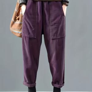 TEMU 여성용 캐주얼 코듀로이 긴 바지, 편안하고 다재다능한 포켓 디자인