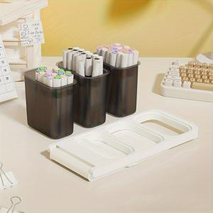 TEMU 1개 수직 3단 책상 & 서랍 정리함, 각진 펜 홀더 포함, 접이식 분리형 플라스틱 보관함 - 학교, 사무실, 메이크업 브러시, 마커, 연필용 - 공간 절약형 수직 캐디, 간편 조립, 휴대용 문구 & 미술용, 가정용 책상 & 서랍 정리함