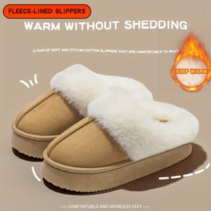 TEMU 여성용 솔리드 컬러 겨울 슬리퍼 - 두꺼운 밑창과 영원한 디자인을 특징으로 합니다. 따뜻하고 단열성 원단으로 제작된 이 포근한 홈 슬리퍼는 집에서 편안하게 휴식하거나 일상적인 사용에 이상적입니다. 크리스마스 또는 할로윈 선물로 좋습니다.|슬리퍼|여성샌들|여자샌들
