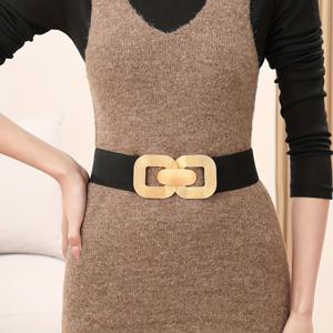 TEMU 1개 여성용 조절 가능한 탄성 허리 벨트 드레스 신처 - 톤 합금 버클 - 슬림핏 복부 컨트롤 웨딩, 파티, 데일리 웨어 - 레트로/클래식 벨티드 웨이스트 트레이너 (깃털 없음/별도 세트 포함되지 않음)