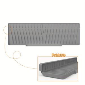 TEMU 좁은 주방 & 욕실 배수 매트 - 1개, 유연한 싱크대 물튀김 방지 및 워터 가드 보호대, 미끄럼 방지 물받이 트레이, 카운터탑 보호 패드