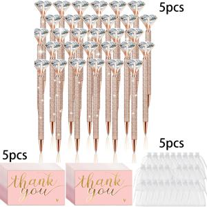 TEMU 15개 신부 선물 펜 세트 - 만년필, 웨딩 펜, 화이트 오간자 백, 핑크 카드, 반짝이는 메탈 펜, 신부 들러리 선물, 웨딩 페이버 펜