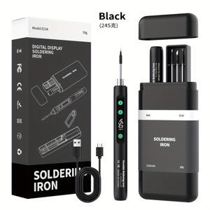 TEMU 미니 무선 납땜 인두 키트, USB-C 충전식 OLED 화면, 온도 조절 가능 (180-450°C) 356-842°F, 7초 빠른 가열, 3종 납땜 팁 포함, 자동 절전, 전자제품 수리, DIY 프로젝트 납땜 도구