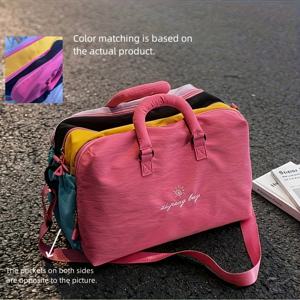 TEMU 일본식 레이지 스타일 () 대용량 나일론 크로스바디 여행 가방 - 지퍼형 단기 여행 캐리어, 짐 토트 & 데일리 커뮤트 숄더 팩, 트레이닝, 쇼핑 & 단기 여행용 - 쉬운 관리 디자인|미니크로스백|여행용크로스백