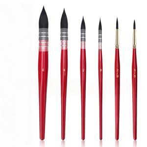 TEMU 천연 다람쥐털 수채화 브러쉬 세트 5개/6개, 라운드팁 디테일 브러쉬, , 취미 및 그림 애호가를 위한 이상적인 구아쉬, 미세 디테일, 아크릴, 수채화 및 유화용|아크릴물감