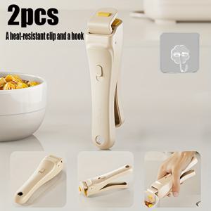 TEMU 2개입 (열 저항 미끄럼 방지 볼 클립 1개 및 후크 1개) 화이트 그린 옵션 - 뜨겁게 달린 접시, 볼, 냄비, 프라이팬을 제거하기 위한 강력한 ABS 한 손 릴리스 레버 - 전자레인지, 오븐 및 식기세척기 사용 가능 (비접촉식) - 뜨겁게 달린 음식물에 안전한 그립
