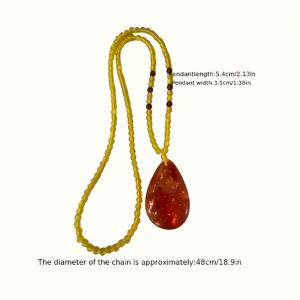 TEMU 천연 호박 눈물방울 펜던트 목걸이, 여성용 보석, 발트해 호박 꽃무늬 눈물방울 펜던트 목걸이, 발렌타인데이, 할로윈, 크리스마스 휴일 선물용