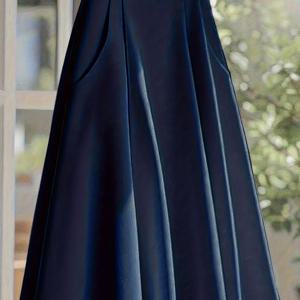 TEMU 신상 하이웨이스트 솔리드 컬러 슬림핏 우아한 블루 여성 드레스, 네이비 블루 하이웨이스트 플레어 맥시 드레스 with 포켓, A라인 스커트, 다용도 빈티지 스타일 롱 펜슬 스커트, 니치 디자인 플래터링 우산 스커트