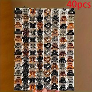 TEMU 여성을 위한 40개/25개 새로운 프린트 소형 헤어 클립, 업스타일, 샤크 클립, 앞머리 클립, 악어 클립에 적합