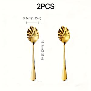 TEMU 2개 세트 고급 디저트 스푼, 내구성 스테인리스 스틸 창의적인 식사용 스푼 - 커피, , 벌새둥지, 디저트 교반용, 음료 혼합, 핫초콜릿, 아이스티 라떼, 레스토랑/카페/바 사용, 테이블 장식, 휴일 선물용