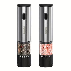 TEMU 듀얼 소금 후추 그라인더 세트, 5단계 굵기 수동 향신료 그라인더, 투명 용기 & 튼튼한 디자인, 요리 & 식사 조미료에 적합