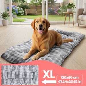 TEMU 특대형 인조 토끼털 고양이 침대, 헤드레스트 및 높이 조절 엣지가 있는 애완 동물 침대 - 두꺼운 초극세사 폴리에스터 섬유 강아지 고양이 침대, 소형, 중형 및 대형 강아지 및 고양이에 적합한 특대형 직사각형 침대 - 양면 사용 가능한 베개가 있는 강아지 침대