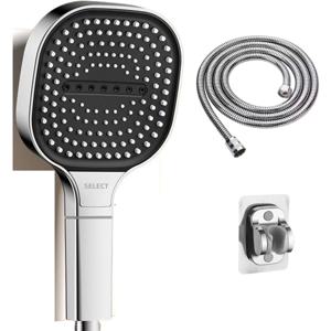 TEMU 호스 및 조절 가능한 브래킷이 있는 휴대용 고압 스파 마사지 샤워 헤드, 3가지 스프레이 모드, 사각형 130mm 직경, 벽걸이형 ABS 수지, 필터 포함, 전기 불필요, 간편한 설치, 스타일리시하고 내구성 있는 디자인, 샤워 전용