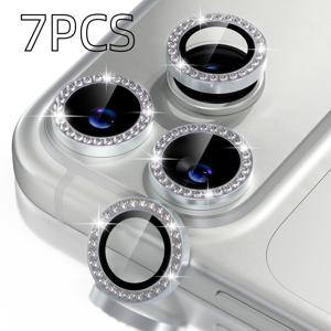 TEMU 애플 아이폰 17/16/15/13/12 프로 맥스/플러스/미니/17 에어/16e 호환 7피스 금속 렌즈 필름 후면 카메라 렌즈 보호 3D 울트라 HD 강화 유리 스티커