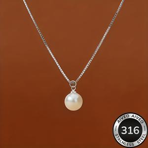 TEMU 알레르기 방지 고품질 316 스테인리스 스틸 모조 진주 펜던트 목걸이, 패셔너블 여성용 목걸이, 변색 방지, 18K 도금, 심플하고 우아한 디자인, 데일리 및 파티웨어, 여성을 위한 완벽한 선물