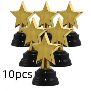 TEMU 별모양 플라스틱 골든 트로피 10개 - 파티 선물, 보상, 졸업 시즌 및 대회 상품, 이벤트 트로피, 축하 트로피, 내구성 플라스틱 트로피, 할로윈, 크리스마스, 새해 선물, 발렌타인데이 선물용