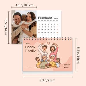 TEMU 1개, 맞춤형 2026 탁상용 달력, 가족 사진 자체 정의 탁상용 달력, 벽걸이 달력, 6가지 다른 사진, 가족/커플/웨딩 사진용, 교사용 달력 및 메모장, 크리스마스/휴일/새해 선물, 맞춤 사진, 방 장식, 휴일 선물, 새해, 가족과 친구에게 적합, 파티 장식, 영어 버전, 미국 공휴일 포함