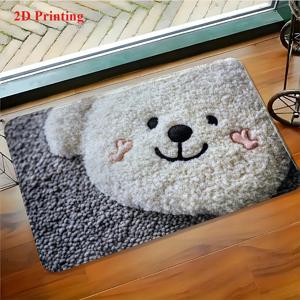 TEMU 1개 귀여운 화이트 욕실 매트, 회색 발바닥과 하트 베어 얼굴 디자인, 내구성 강하고 세척 쉬움, 욕실, 침실, 실내/야외 출입구에 적합. 이상적인 선물, 홈 데코, 욕실 필수품|발매트