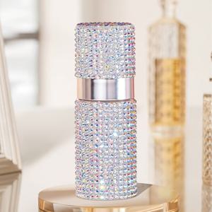 TEMU 1/3개 멀티 컬러 라인스톤 스프레이 보틀 | 고급 글리터 스타일 플라스틱 원통/직사각형 휴대용 용기 | 누수 방지 리필 가능 화장품 미스트 디스펜서 (여행, 데일리 뷰티 루틴 & 생일/기념일 선물용)