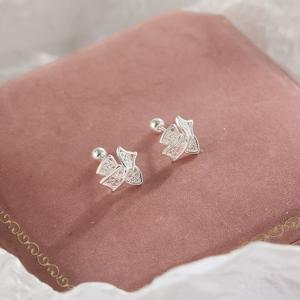 TEMU 라운드 레이스 리본 스터드 귀걸이 | 우아함의 감각과 독특한 디자인, 가벼운 고급스러움, 달콤하고 패셔너블함, 심플하고 우아함, 925 실버 포스트, 데일리 및 파티 행사에 적합