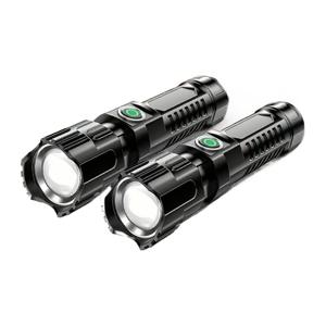 TEMU 초밝은 LED 전술 손전등 2개, 3단계 조절 줌, 휴대용 충전식 핸드 라이트, 하이킹 및 가정 비상용, 내장 리튬 배터리, 야간 사이클링에 필수적인 완벽한 아웃도어 장비