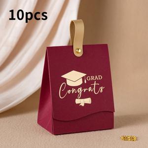 TEMU 10개 세트 졸업 선물용 가방 - 박사모 & 튼튼한 손잡이, 작은 모자 & 술 장식 없음, 컨페티 포함, 졸업 파티 선물용 가방, 사탕 상자, 장식용