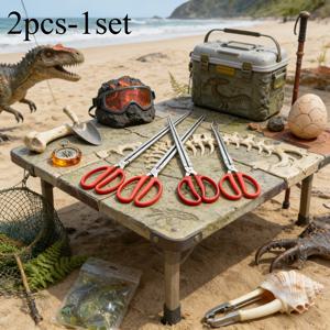 TEMU 2개 세트 헤비듀티 스테인리스 스틸 클램프 - 다기능 직선 & 굽은 팁 그래버, 녹방지 올테레인 클램프, 낚시, 보트, 캠핑, 장작, 쓰레기, 나뭇가지용 - 내구성 강한 아웃도어 클램프