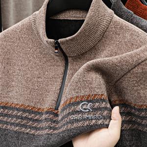 TEMU 남성용 두꺼운 겨울 니트 스웨터 - 두꺼운 하프 지퍼 따뜻한 풀오버 라운드 넥, 캐주얼 솔리드 컬러 스웨터 웨더 카트마 크르트마로 (7711) - 핸드워시 가능한 가을/겨울 워드로브 필수품, 오피스 & 세미 포멀용