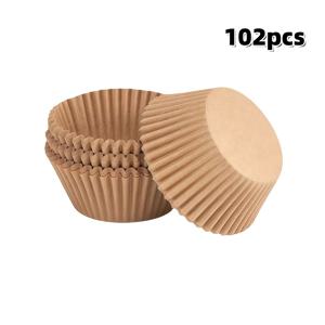 TEMU 102개 원형/정사각형 일회용 케이크 베이킹 페이퍼 컵 (모서리 포함) | 미니 케이크, 빵, 페이스트리, 스낵용 논스틱 왁스 페이퍼 라이너 - 크리스마스, 할로윈, 추수감사절, 부활절에 적합