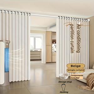 TEMU Graneat 웨이브 도어 커튼 | 2D 접이식 방 분리문 프라이버시 쉬어, 후크 & 코드 시스템으로 말뚝 없이 설치, 거실 임대/공용 공간, 화이트, 사계절 접이식 패널 스크린, 간편한 조립, 모던 파티션