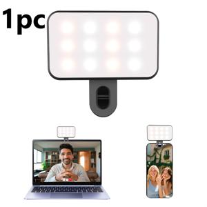 TEMU LED 휴대용 셀카 조명 | 클립 & 카메라 삼각대 어댑터 포함 비디오 회의 조명, 충전식, 3가지 조명 모드 (휴대폰, 웹캠, 노트북, 사진 메이크업용), USB 충전, 실내 사용