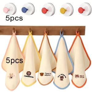 TEMU 10개입 고급 산호 양털 자수 타월 세트 | 부드럽고 튼튼한, 빠른 건조, 고품질 흡수성, 스파 타월, 현대적인 폴리아미드, 발렌타인데이 또는 일상 사용을 위한 사각형 모양