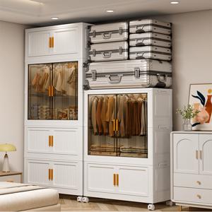 TEMU 대용량 폴딩 옷장 수납장 다용도 리빙박스 정리함 양문 및 접이식 디자인 침실/거실/사무실이 실용적이고 조립이 용이함 -다양한 조합으로 손쉽게 코디 가능