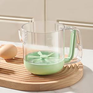 TEMU 수동 거품기 계란 휘핑기 쌀 계량컵 세척볼 반자동 디자인 눈금 선명 계란 거품 필터로 편리한 사용