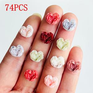 TEMU 32/74개 만화 멀티 컬러 사랑 장미 꽃 플랫 백 레진 네일 장식 | 작은데도 매력적인 달콤한 다기능 라인스톤 주얼리, 스크랩북 제작, 부활절, 발렌타인데이, 웨딩 장식 및 네일 액세서리에 적합