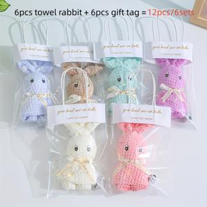 TEMU 그녀/그를 위한 선물 12피스 귀여운 코랄 토끼 패턴 타월 선물 세트 - 부드럽고 흡수력 좋은 홈 데코, 비즈니스 이벤트, 결혼식, 생일, 파티용 | 발렌타인데이와 부활절 선물로 완벽한 선택