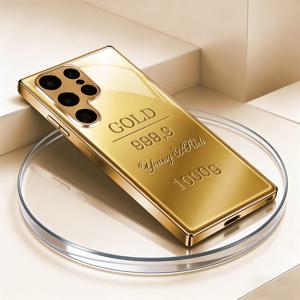 TEMU 휴대폰 케이스 - 새롭게 출시된 반짝이는 골드 바 패턴의 휴대폰 케이스, 골드 전기 도금, 삼성 갤럭시 S21/22/23/24/25 PLUS 및 ULTRA 모델에 적합, 강화 유리, 보호 기능, 가벼운 디자인, 미적 감각, 뷰티, 귀여움|폰케이스|S21케이스