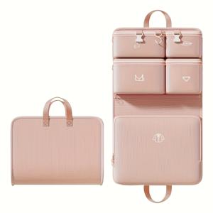 TEMU 6 in 1 여행용 패킹 큐브 - 기내용 & 수하물용 고품질 접이식 캐리어 정리함, 6개의 분리형 수납공간, 지퍼형 내구성 나일론 가방 (옷, 침대보 정리용)