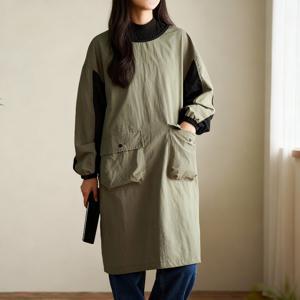 TEMU 원피스 긴팔 앞치마 | 폴리에스터, 폭 123cm, 길이 90cm, 플러스 사이즈, 주방, 페인팅, 미용, 애완동물 및 카페에 적합